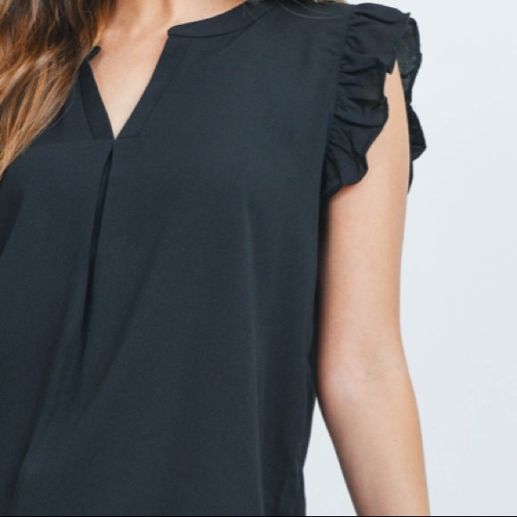 Black Ruffle Sleeve Blouse - Picture 10 of 10